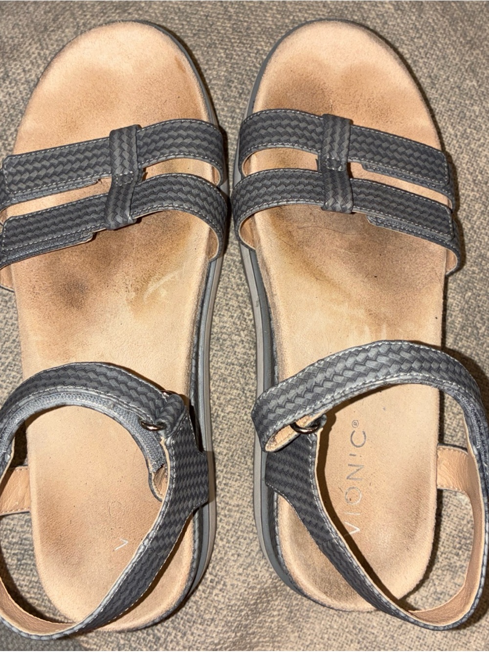Vionic Sandals Womens Size 8.5 Gray Lex Platform Wedge Strappy Comfort Shoes